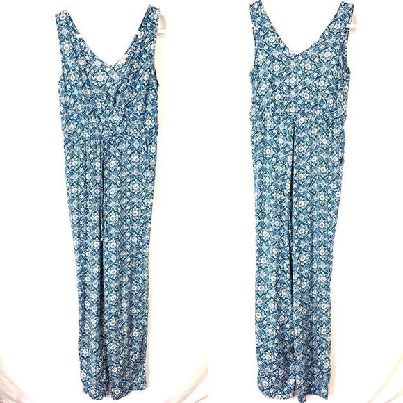 Fat Face Pants - Fat Face Astra Blue Floral Print Sleeveless Jumpsuit Playsuit